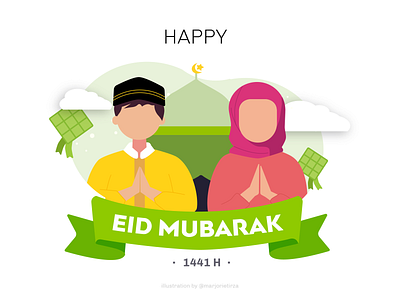 Eid Mubarrak Illustration design flat illustration vector