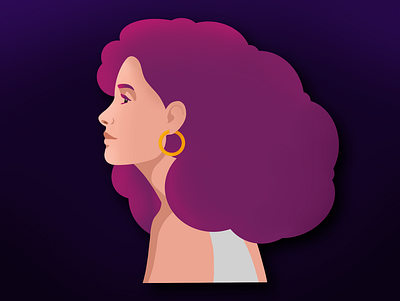Woman's portrait app art branding design flat illustration procreate ui vector website