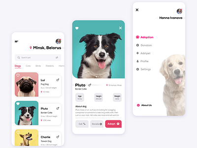 Adopt Animals Mobile App adopt animal app application art cat concept design dog donation figma help interface mobile ui ux