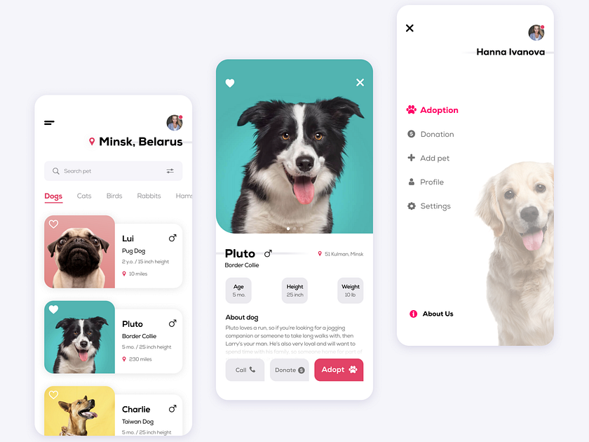 Adopt Animals Mobile App by Hanna on Dribbble