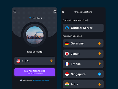 Dark Theme for VPN app