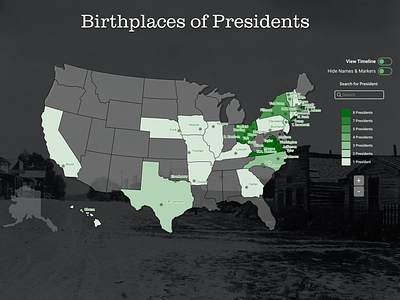 Birthplaces of Presidents Interface digital figma user experience user interface