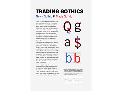 Typeface Comparison adobe indesign digital graphic design news gothic trade gothic typography