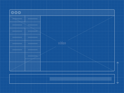 Gridded Gaumont blueprint plan wireframe