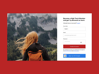 Sign Up Page - #DailyUI Challenge Day 1