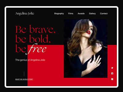 Angelina Jolie's Personal Website Concept actress black celebrity personal website red uidesign uxdesign