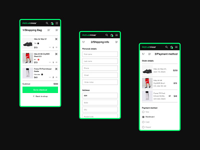 Checkout mobile adaptation for men's sportswear online store