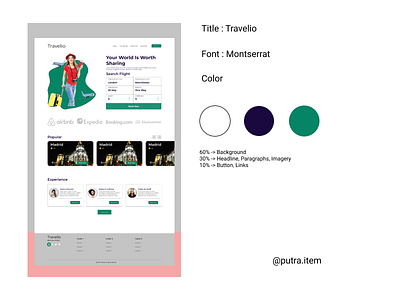 Travelio branding design dsign ui uiux ux web