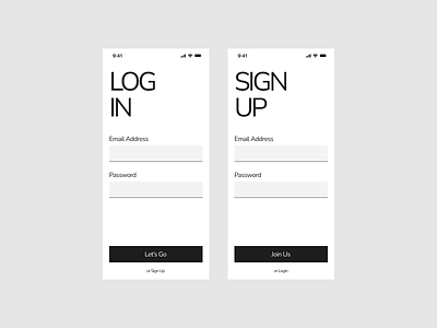 Mobile Login and Sign Up Screen
