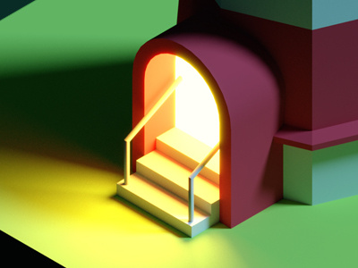 Lighthouse Night 3d architecture illustration isometric