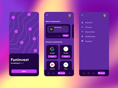 FunInvest mobile app app design figma inventory mobile photoshop ux ui vector