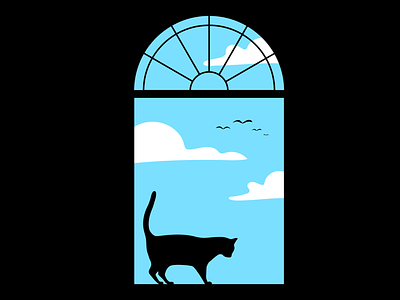 Pink Floyd - Breathe (In the Air) animal cat digital drawing feline illustration music pink floyd window