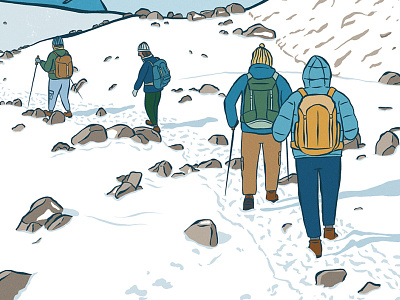 Mountain Trek digital drawing hiking illustration mountain outdoor procreate snow trekking