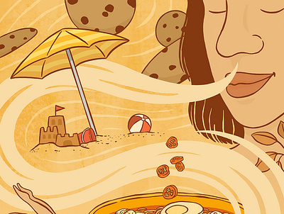 Smells and Memories beach cookies digital diving drawing illustration memories noodles orange smells summer warm