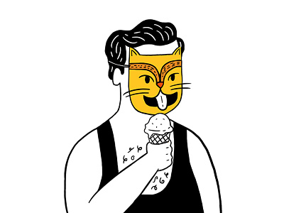 Funday Feline No. 2 animal cat dessert feline gato ice cream illustration