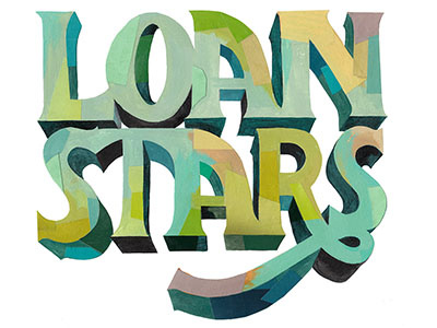 Loan Stars collage flourish green illustration lettering muted type