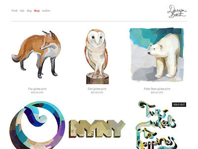 Shop fox illustration lettering originals owl polar bear prints shop store