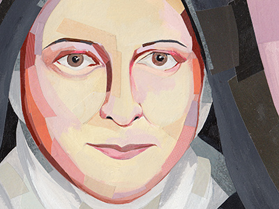 St. Therese of Lisieux book cover collage illustration portrait