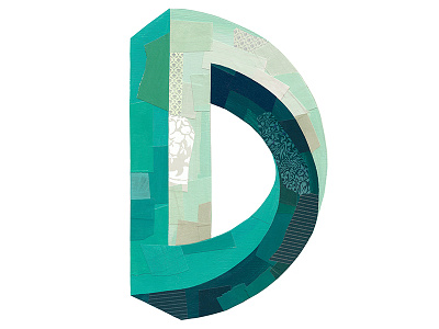 Type Fight "D" collage drop cap green illustration lettering muted type type fight