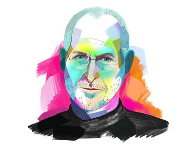 Steve Jobs collage digital illustration painterly portrait portrait illustration