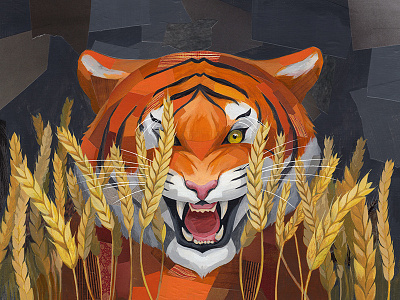 Rye of the Tiger beer label collage illustration rye tiger