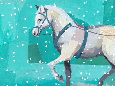 Snow Horse collage horse painterly snow snowflakes winter