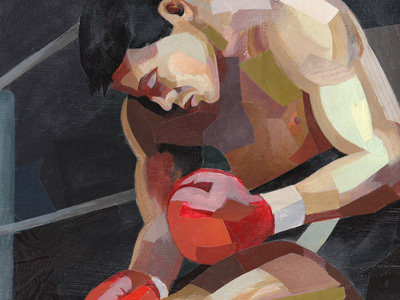 The Boxer boxer collage darren booth illustration muted palette