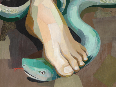 Man & Serpent - personal work collage darren booth illustration muted palette snake