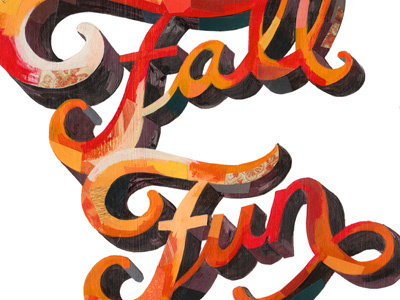 Fall Fun collage illustration lettering