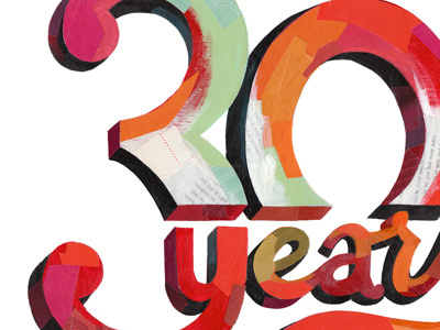 30 years collage darren booth illustration lettering numbers