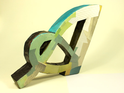 A 3d collage lettering paper mache type typography word