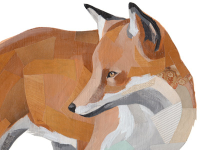 Fox animal collage fox illustration muted