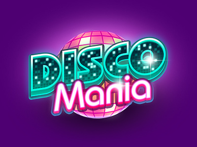 Discomania mini game logo casino disco game game art icon logo retro