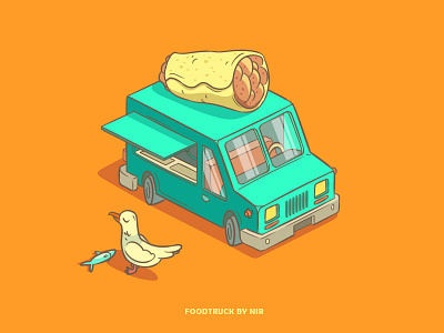 Foodtruck art car foodtruck illustration seegull truck
