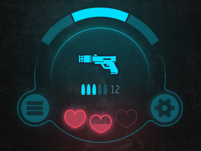 Game HUD element design game hud mobile pistol shooter ui