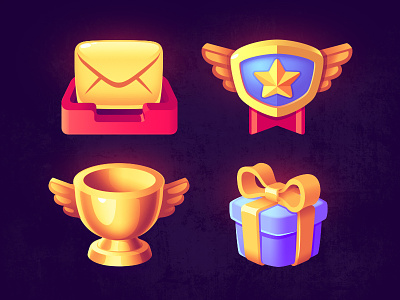 UI Icons badge cup email golden icon logo present ui