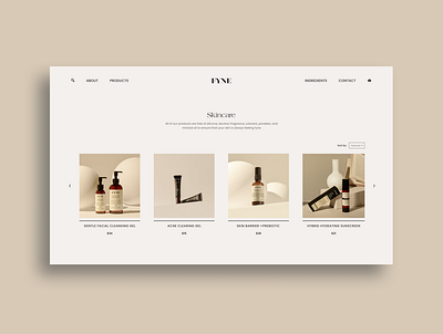 Fyne Products Page branding clean clean ui design ecommerce freelance minimal minimalism neutral photography portfolio shopping typography ui ui design ui trends uiux visual design web design
