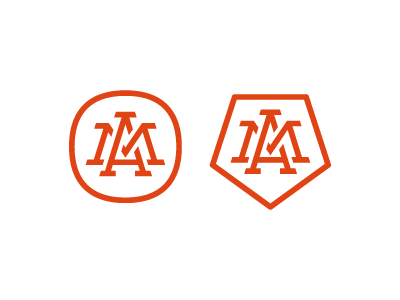 Monogram Revision lettering logo monogram orange pentagon squircle