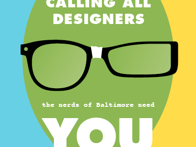 Nerds & Designers designers glasses hackathon hackday nerds poster