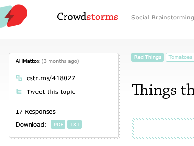 Crowdstorms Topic Page Detail