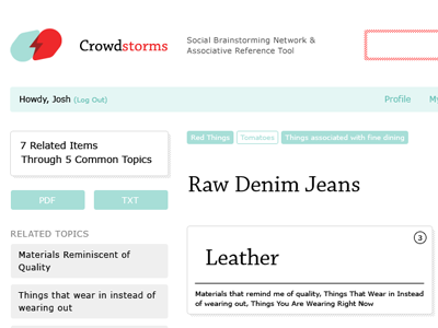 Crowdstorms Item Page Detail brainstorming header icon navigation website