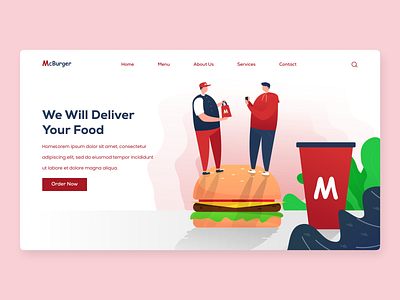 Fast Food Delivery Landing Page animation branding design food graphic design icon illustration logo ui ux vector