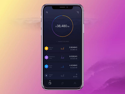 Exodus Wallet. Main Page Interaction animation app bitcoin clouds crypto interaction mobile mountains search ui ux wallet