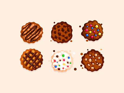Fresh Cookies chocolate chocolate chip cookies crumbs desert illustration vanilla vector