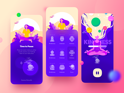 Joye App. Concepts app brew cosmos iphone 12 kindness meditation mobile player space ui ux