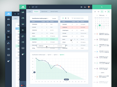 PMSys calendar dashboard data gui icon icons interface list table typography ui ux