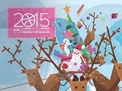 Happy 2015 Dribbblers art band card cards character christmas comic creative dribbble fun print vector