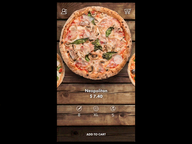 Pizza app animation app design thinking gif interaction mobile pizza principle tasty ucd ui ux