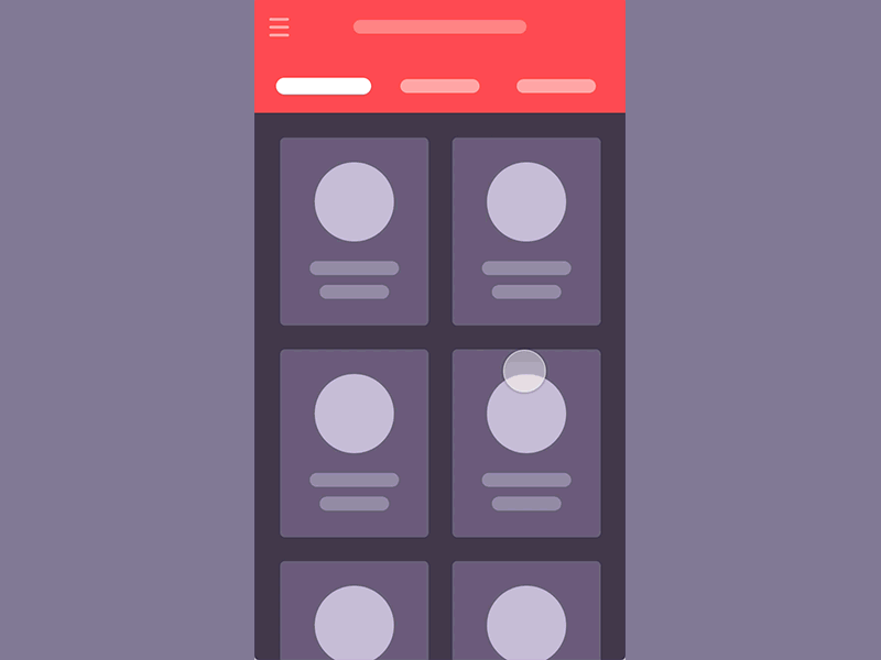 #2 Double Menu mobile low fidelity ux ui interaction menu principle gif ios animation cards app