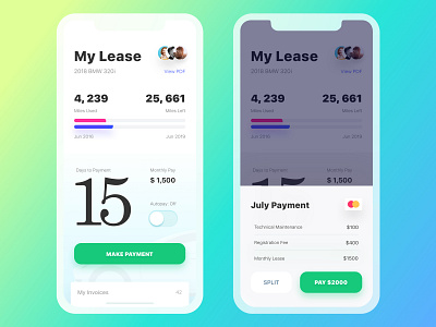 Get Wheels. Lease Page bar chart car car app carlease credit card dashboard icons infographic interaction ios lease mobile payments receipt rentacar rentals switcher typography ui ux